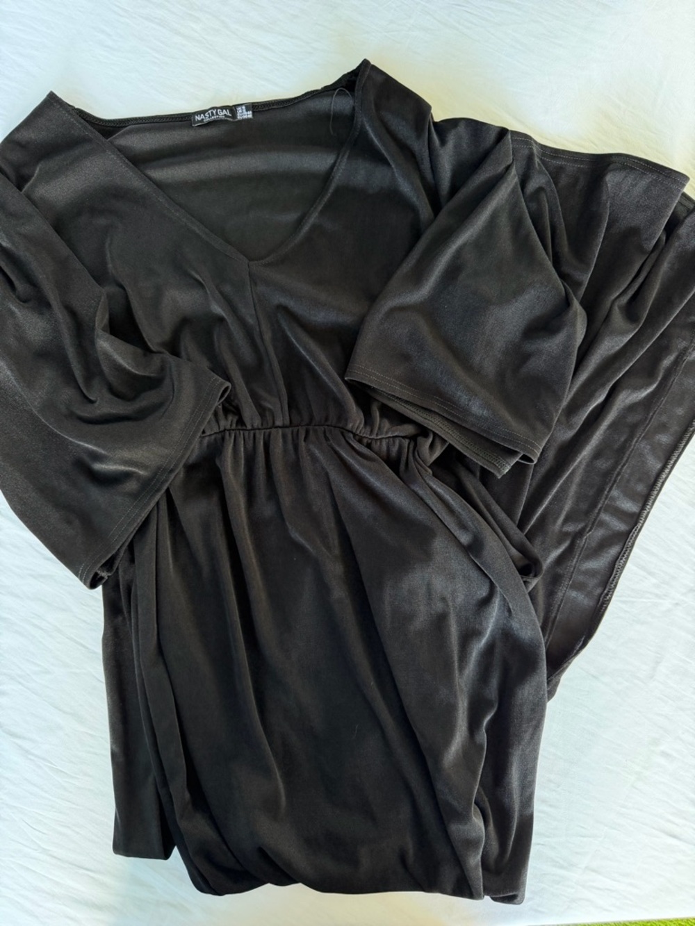 Nasty Gal Black V-Neck Elastic Waist Dress size 12